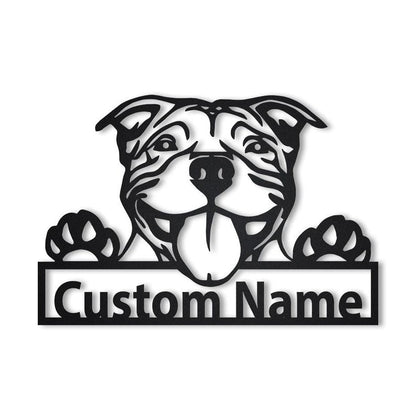 Personalized American Pit bull Dog Metal Sign Art, Custom American Pit bull Metal Sign, Pit Bull Dog Gifts