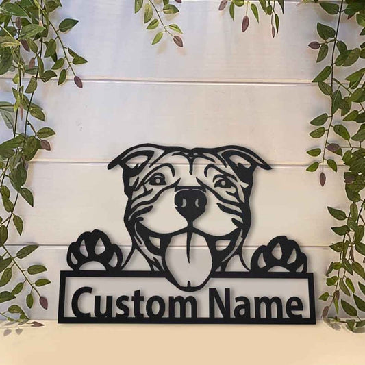 Personalized American Pit bull Dog Metal Sign Art, Custom American Pit bull Metal Sign, Pit Bull Dog Gifts