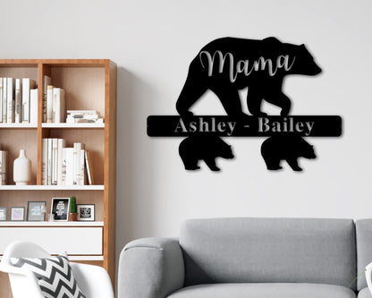 Personalized Mothers Day Gift, Mama Bear Metal Sign Mother's Day