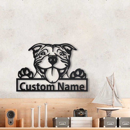 Personalized American Pit bull Dog Metal Sign Art, Custom American Pit bull Metal Sign, Pit Bull Dog Gifts