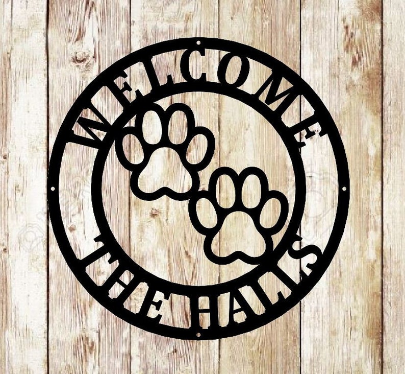 Metal Sign Front Door Monogram, Paw Print Custom Outdoor Metal Sign for House Decor Address Sign Family Sign for