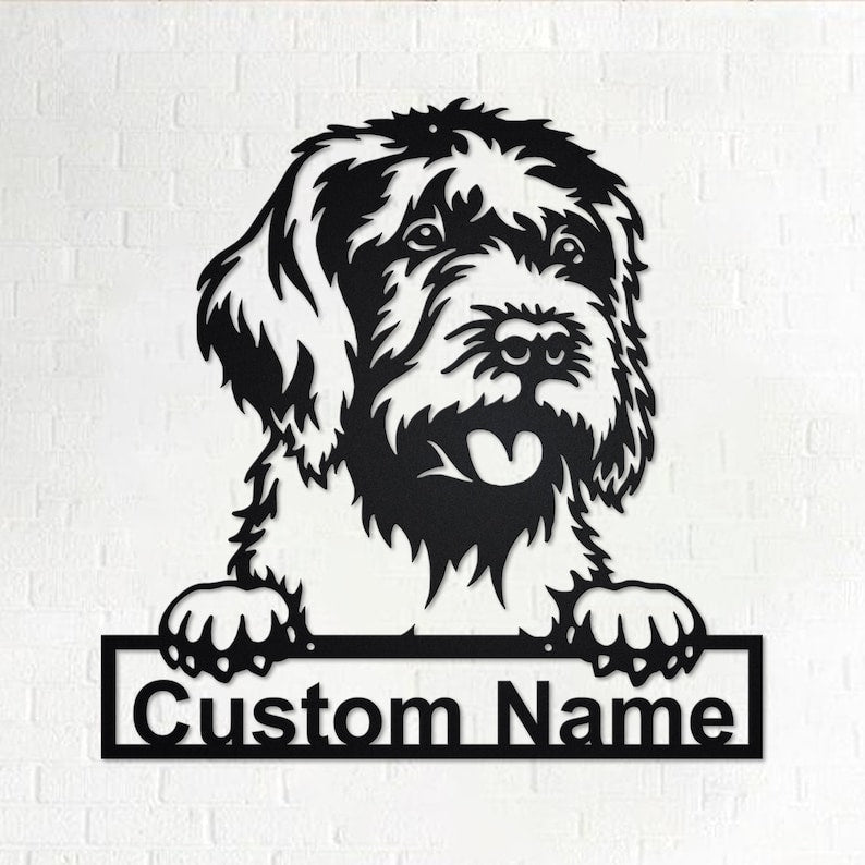 Custom Wirehaired Pointing Griffon Dog Metal Wall Art, Personalized Wirehaired Pointing Griffon Name Sign Decor