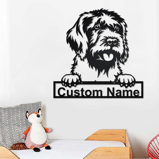 Custom Wirehaired Pointing Griffon Dog Metal Wall Art, Personalized Wirehaired Pointing Griffon Name Sign Decor
