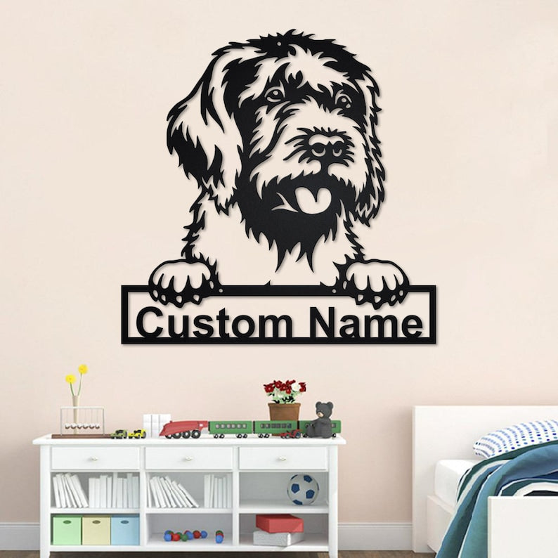 Custom Wirehaired Pointing Griffon Dog Metal Wall Art, Personalized Wirehaired Pointing Griffon Name Sign Decor