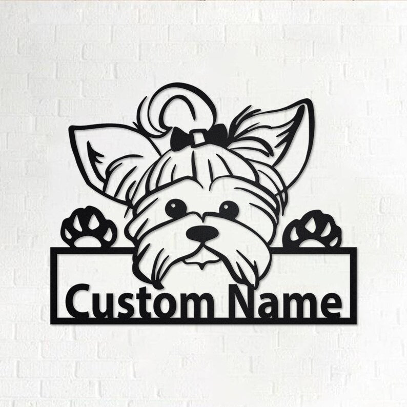Custom Yorkie Dog Metal Wall Art, Personalized Yorkie Dog Name Sign Decoration For Room, Yorkie Dog Home Decor