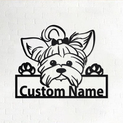 Custom Yorkie Dog Metal Wall Art, Personalized Yorkie Dog Name Sign Decoration For Room, Yorkie Dog Home Decor