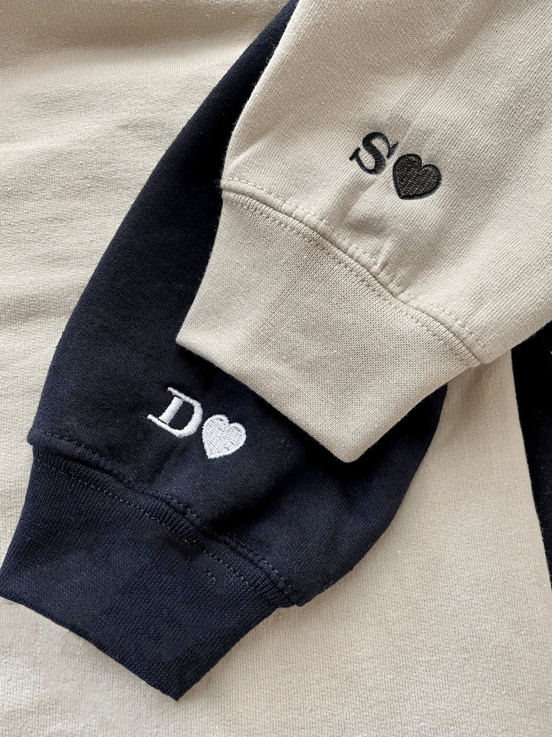 Custom Embroidered Sweatshirt,Custom Embroidered Roman Numeral Date - Initials On Sleeves TH