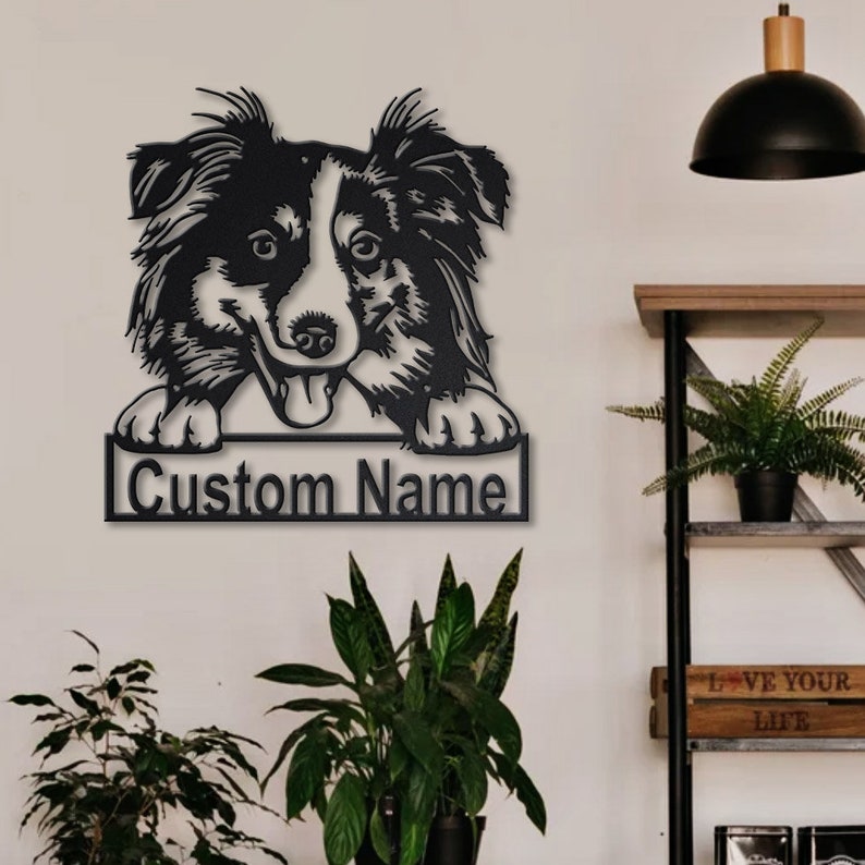Personalized Australian Shepherd Dog Metal Sign Art v2, Custom Australian Shepherd Dog Metal Sign