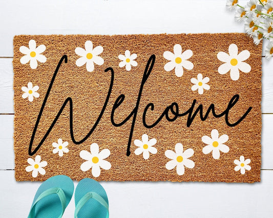 Daisy Doormat, Spring Doormat, Spring Decor, Personalized Doormat, Funny Doormat, Welcome Mat, Front Door Mat, Front Door Decor, Patio Decor