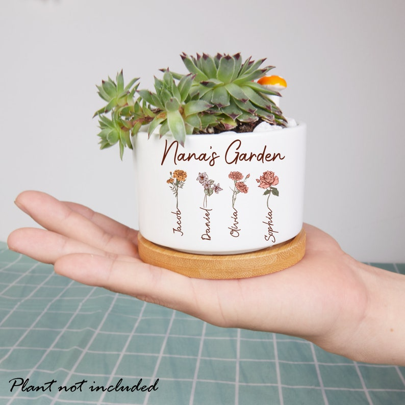 Custom Grandma's Garden Flower Birth Plant Pot  Plant Pot