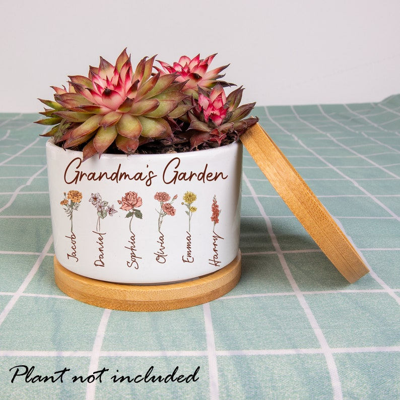 Custom Grandma's Garden Flower Birth Plant Pot  Plant Pot