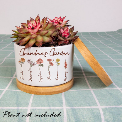 Custom Grandma's Garden Flower Birth Plant Pot  Plant Pot