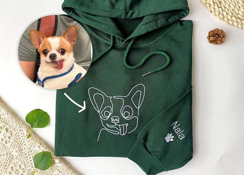 Custom Embroidered Dog Hoodie,Personalised one-line Pet Sweatshirt