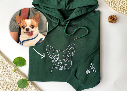 Custom Embroidered Dog Hoodie,Personalised one-line Pet Sweatshirt