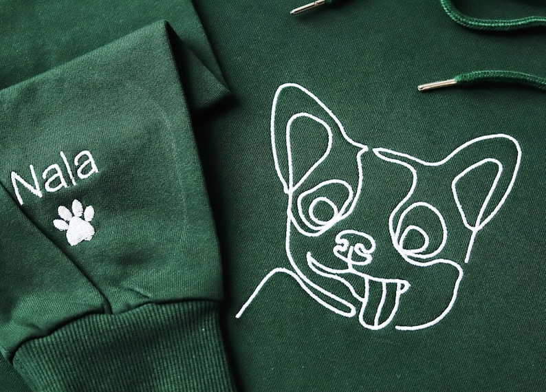 Custom Embroidered Dog Hoodie,Personalised one-line Pet Sweatshirt