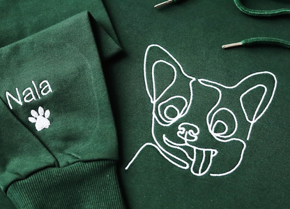 Custom Embroidered Dog Hoodie,Personalised one-line Pet Sweatshirt