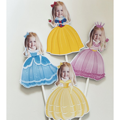 Custom Photo Princess Cupcake Toppers, Personalized Face Cupcake Toppers, Princess Party Decor, Princess Birthday