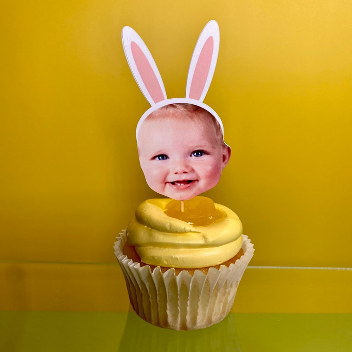 Bunny ears face cupcake toppers, double sided, face cupcake toppers, custom face cupcake toppers
