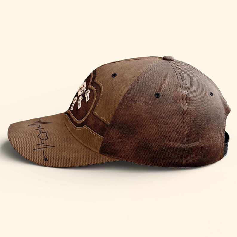 Personalized Best Dad Ever Hat – Custom Fist Bump Design with Kids' Names, Heartbeat Detail, Perfect Father’s Day Gift