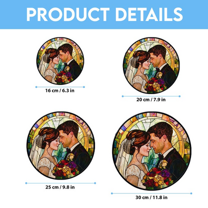 Personalized Faux Stained Glass Couples Portrait From Photo, Wedding Portrait Suncatcher