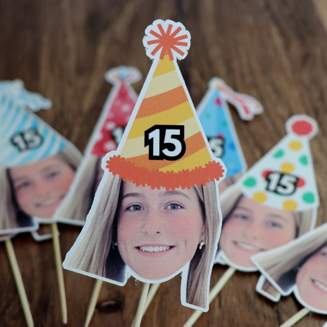 Custom Face Cupcake Toppers, Photo Birthday Toppers, Personalized Birthday Party Decoration, Gift for Him or Her