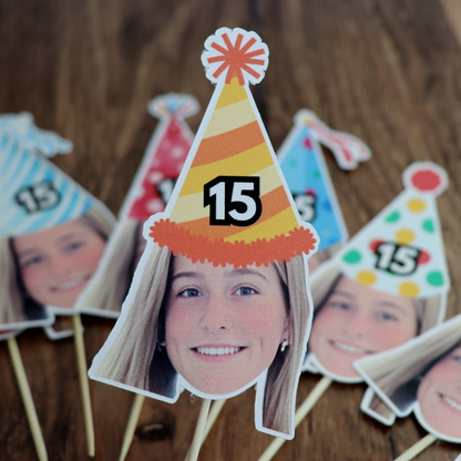 Custom Face Cupcake Toppers, Photo Birthday Toppers, Personalized Birthday Party Decoration, Gift for Him or Her