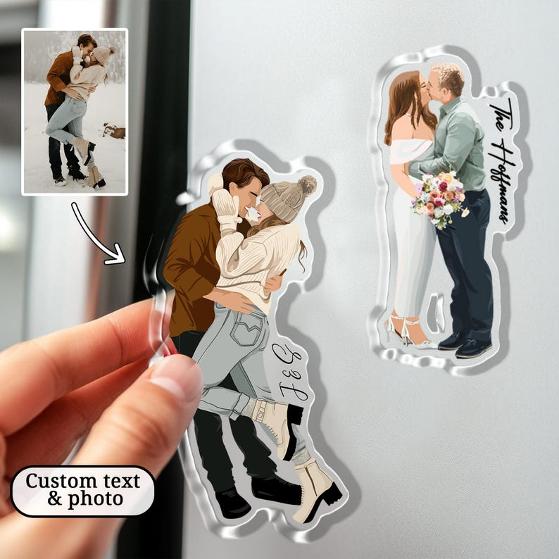 Custom Faceless Couple Portrait, Acrylic Keychain Ornament Personalized Gift