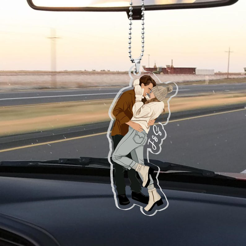 Custom Faceless Couple Portrait, Acrylic Keychain Ornament Personalized Gift