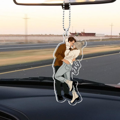 Custom Faceless Couple Portrait, Acrylic Keychain Ornament Personalized Gift