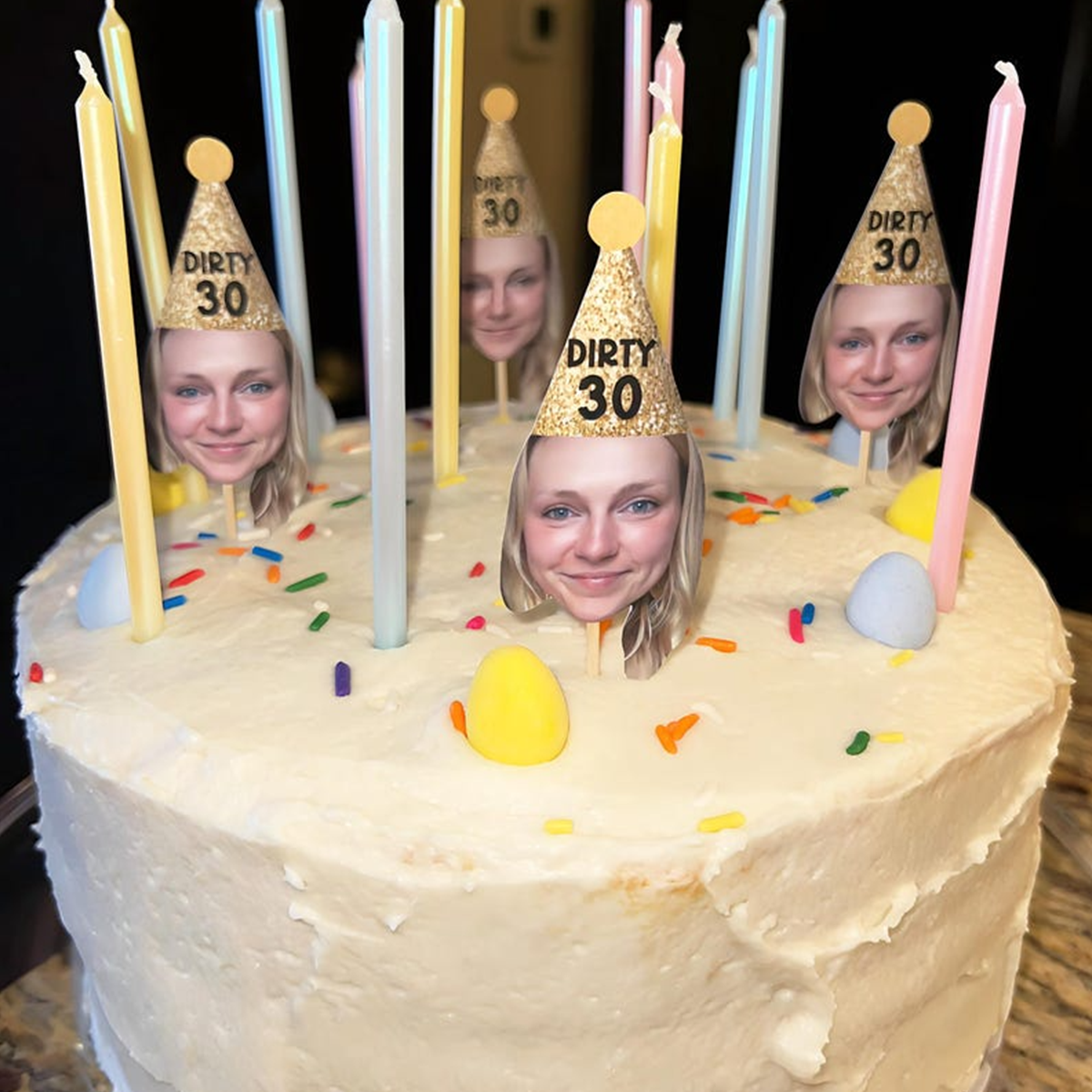 30th Birthday Cupcake Toppers, Custom Face Cupcake Toppers, Dirty 30 decorations, Personalized Cupcake Toppers, 30th Birthday Decor