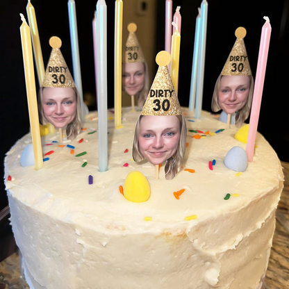 30th Birthday Cupcake Toppers, Custom Face Cupcake Toppers, Dirty 30 decorations, Personalized Cupcake Toppers, 30th Birthday Decor