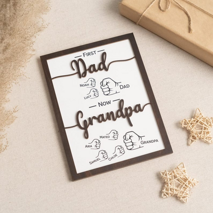 Personalized First Dad Now Grandpa Wood Sign, Custom Family Names Gift, Meaningful Grandpa Gift from Kids