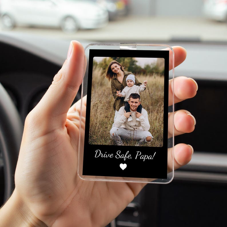 Custom Fathers Day Gift For Dad Photo Car Visor Clip, Drive Safe Daddy, Husband Gift Drive Safe Sun Visor Clip