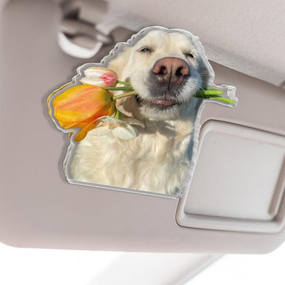Custom Photo Car Visor Clip - Personalized Father's Day Gift for Dad, Drive Safe Daddy Baby Picture Sun Visor Clip