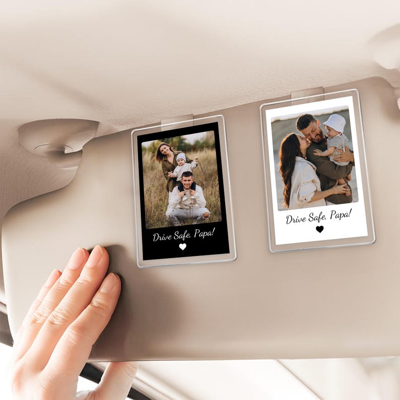 Custom Fathers Day Gift For Dad Photo Car Visor Clip, Drive Safe Daddy, Husband Gift Drive Safe Sun Visor Clip