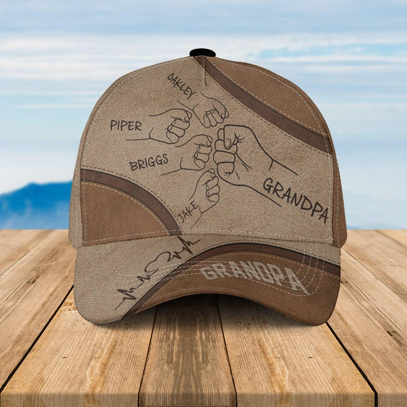 Personalized Best Dad Ever Hat – Custom Fist Bump Design with Kids' Names, Perfect Father’s Day Gift