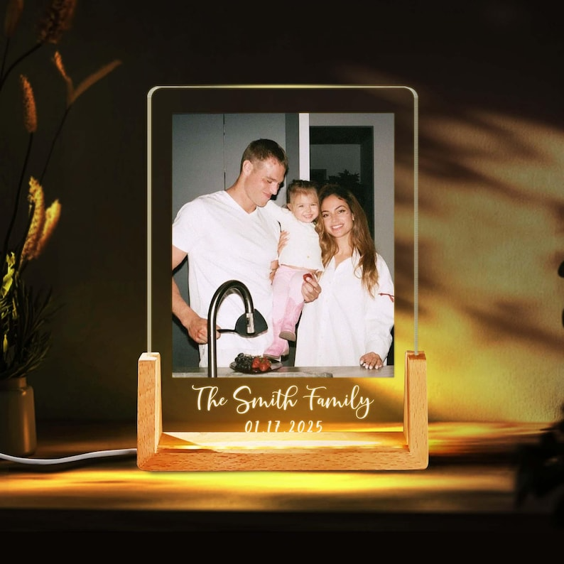 Custom Photo Couple Family, LED Night Light Plaque Lamp Personalized Gift