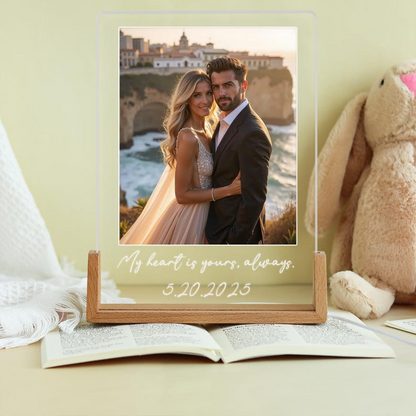 Custom Couple Photo Collage, LED Night Light Personalized Wedding Anniversary Gift