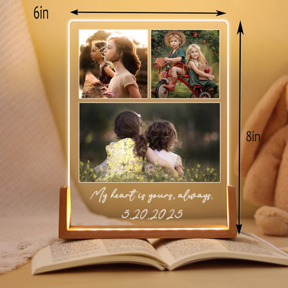 Custom Couple Photo Collage, LED Night Light Personalized Wedding Anniversary Gift