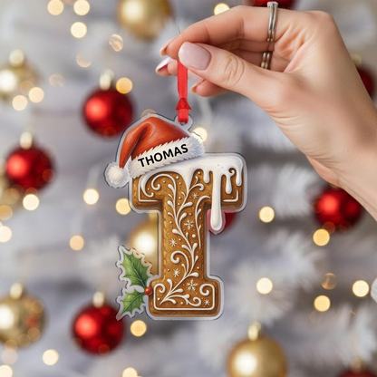 Custom Gingerbread Letter Ornament – Personalized Acrylic Design, Unique Christmas Tree Decor and Gift Idea