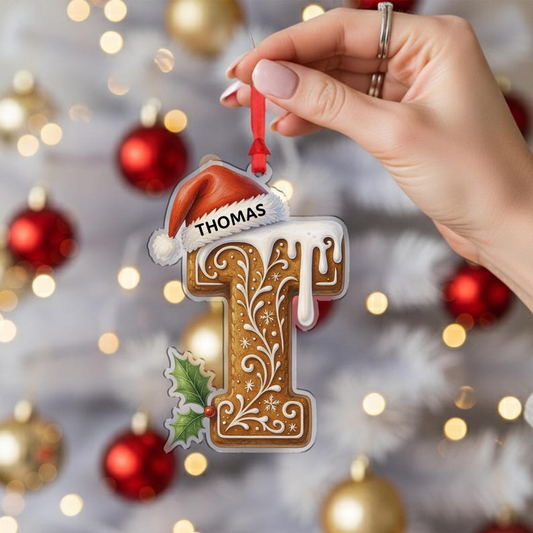 Custom Gingerbread Letter Ornament – Personalized Acrylic Design, Unique Christmas Tree Decor and Gift Idea