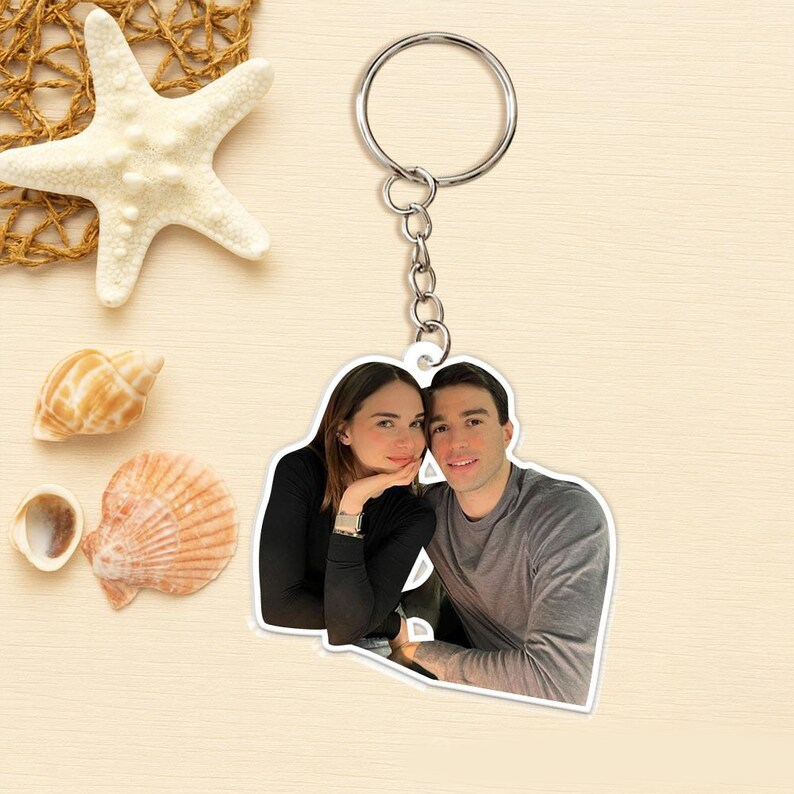 Custom Couple Photo Portrait, Acrylic Keychain Personalized Anniversary Gift for Boyfriend Girlfriend