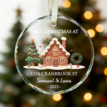 Personalized New Home Ornament – Custom First Christmas at New Home Glass Keepsake, Unique Housewarming Gift for Couples