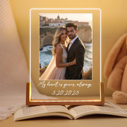 Custom Couple Photo Collage, LED Night Light Personalized Wedding Anniversary Gift