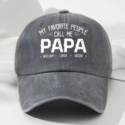 Personalized My Favorite People Call Me Papa Hat – Custom with Kids' Names, Perfect Father’s Day Gift