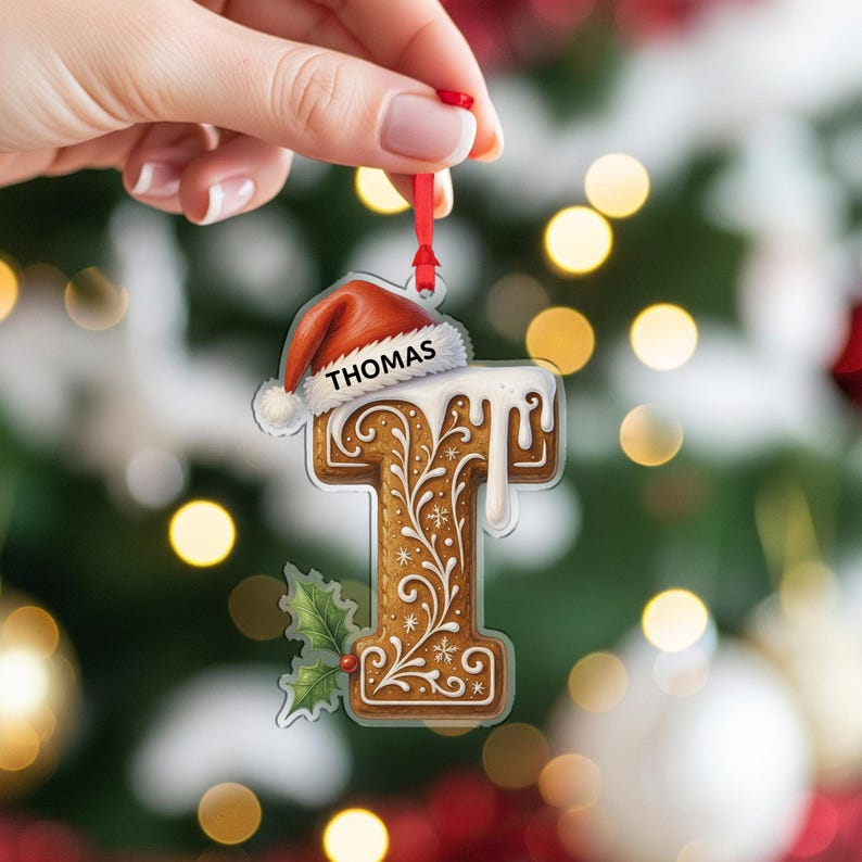 Custom Gingerbread Letter Ornament – Personalized Acrylic Design, Unique Christmas Tree Decor and Gift Idea