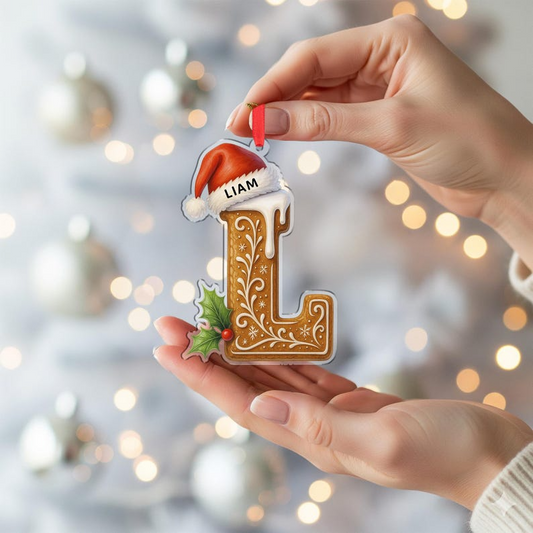 Custom Gingerbread Letter Ornament – Personalized Acrylic Design, Unique Christmas Tree Decor and Gift Idea