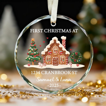 Personalized New Home Ornament – Custom First Christmas at New Home Glass Keepsake, Unique Housewarming Gift for Couples