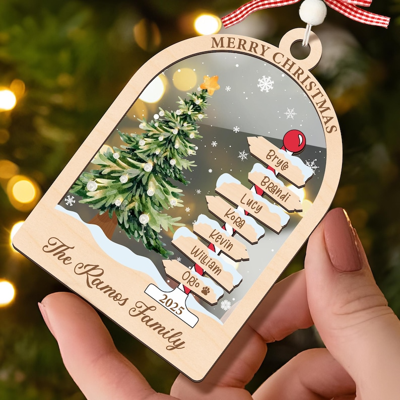 Custom Family Name Ornament 2025 – Personalized Christmas Ornament with Family Names, Unique Holiday Keepsake Gift