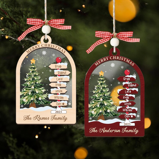 Custom Family Name Ornament 2025 – Personalized Christmas Ornament with Family Names, Unique Holiday Keepsake Gift
